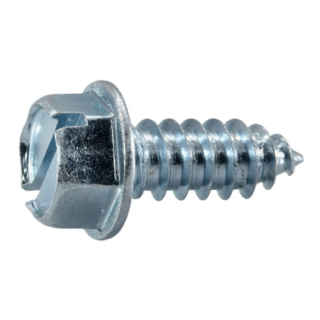 Midwest Fastener Sheet Metal Screw, 3/8" x 1 in, Zinc Plated Steel Flange Hex Head Slotted Drive, 6 PK 38243